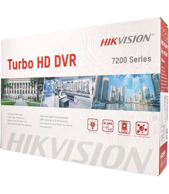 Grabador 5 en 1 (hd-cvi, hd-tvi, ahd, analógico y ip) HIKVISION PRO de 4 canales y 8 mpx de resolución máxima