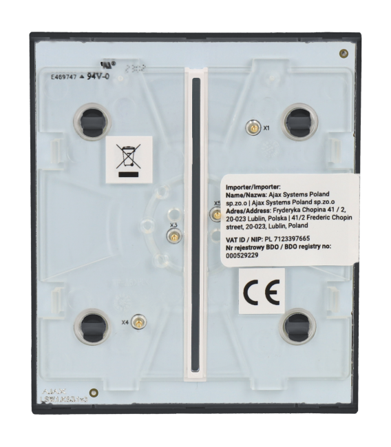 Panel de interruptor central doble AJAX