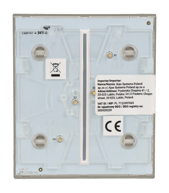 Panel de interruptor central doble AJAX