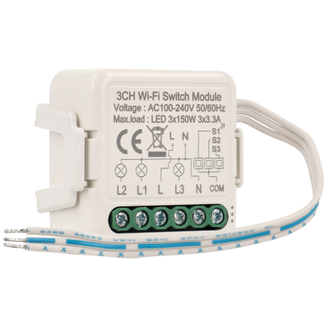 Interruptor wi-fi para 3 lámparas y 3 pulsadores de pared