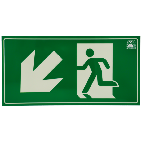 Cartel salida de emergencia izquierda descendente 