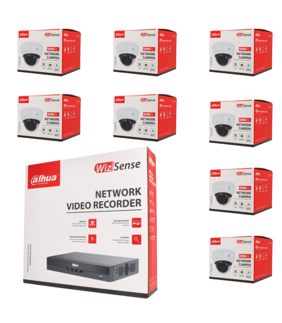 Kit de 8 cámaras IP Dahua con grabador PoE