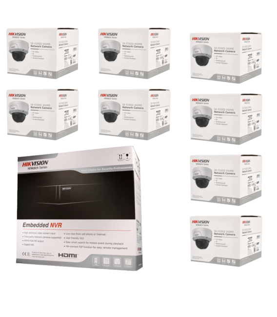 Kit de 8 cámaras IP Hikvision con grabador PoE