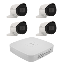 Kit de 4 cámaras bullet IP Dahua con grabador PoE