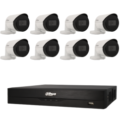 Kit de 8 cámaras bullet IP Dahua con grabador PoE