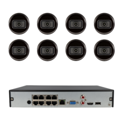 Kit de 8 cámaras bullet IP Dahua con grabador PoE