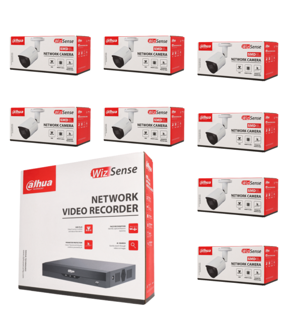 Kit de 8 cámaras bullet IP Dahua con grabador PoE