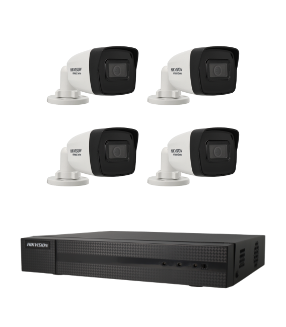 Kit de 4 cámaras IP bullet Hikvision con grabador PoE