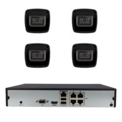 Kit de 4 cámaras IP bullet Hikvision con grabador PoE