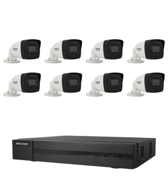Kit de 8 cámaras IP bullet Hikvision con grabador PoE