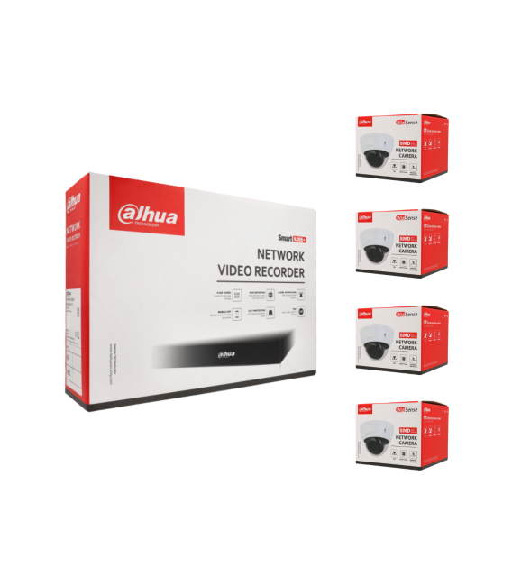Kit de 4 cámaras IP Dahua con grabador PoE