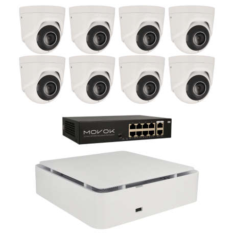 Kit de 8 cámaras IP minidomo Ajax