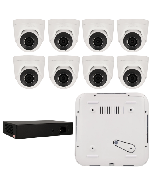Kit de 8 cámaras IP minidomo Ajax