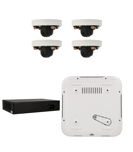 Kit de 4 cámaras minidomo IP Ajax