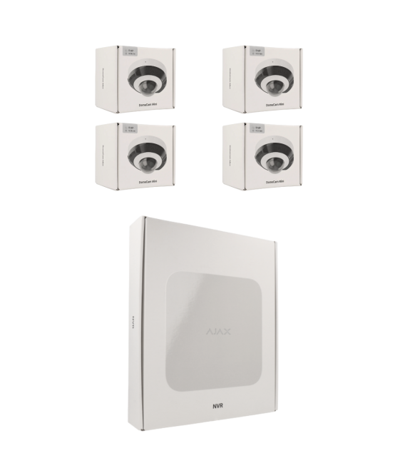 Kit de 4 cámaras minidomo IP Ajax