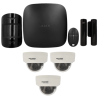 Kit de alarma Ajax negro y 3 cámaras IP Hikvision