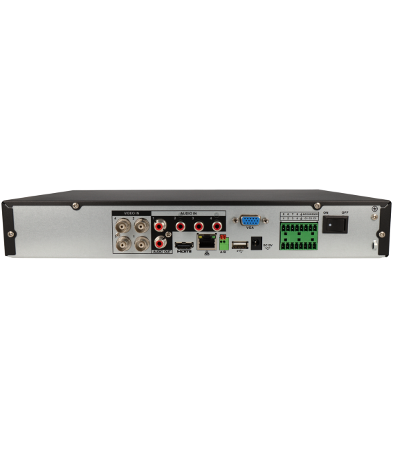 Grabador 5 en 1 (hd-cvi, hd-tvi, ahd, analógico y ip) DAHUA de 4 canales y 8 mpx de resolución máxima